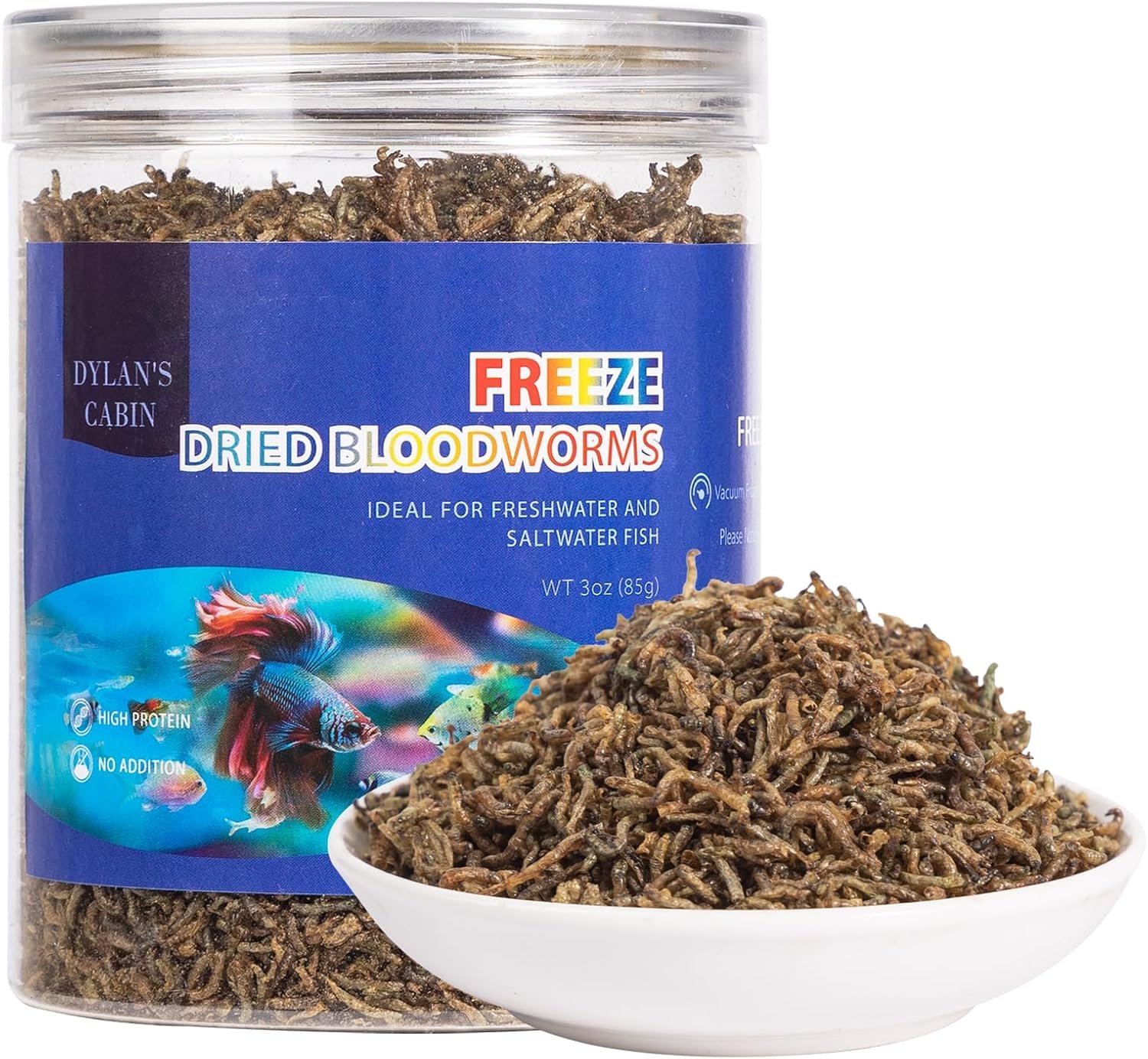 Dylan’s cabin Freeze Dried Blood Worms – High Protein Fish Food Natural Bloodworms for Freshwater and Saltwater Fish All Tropical Fish Bettas Goldfish Discus Guppy Cichlids (85g)