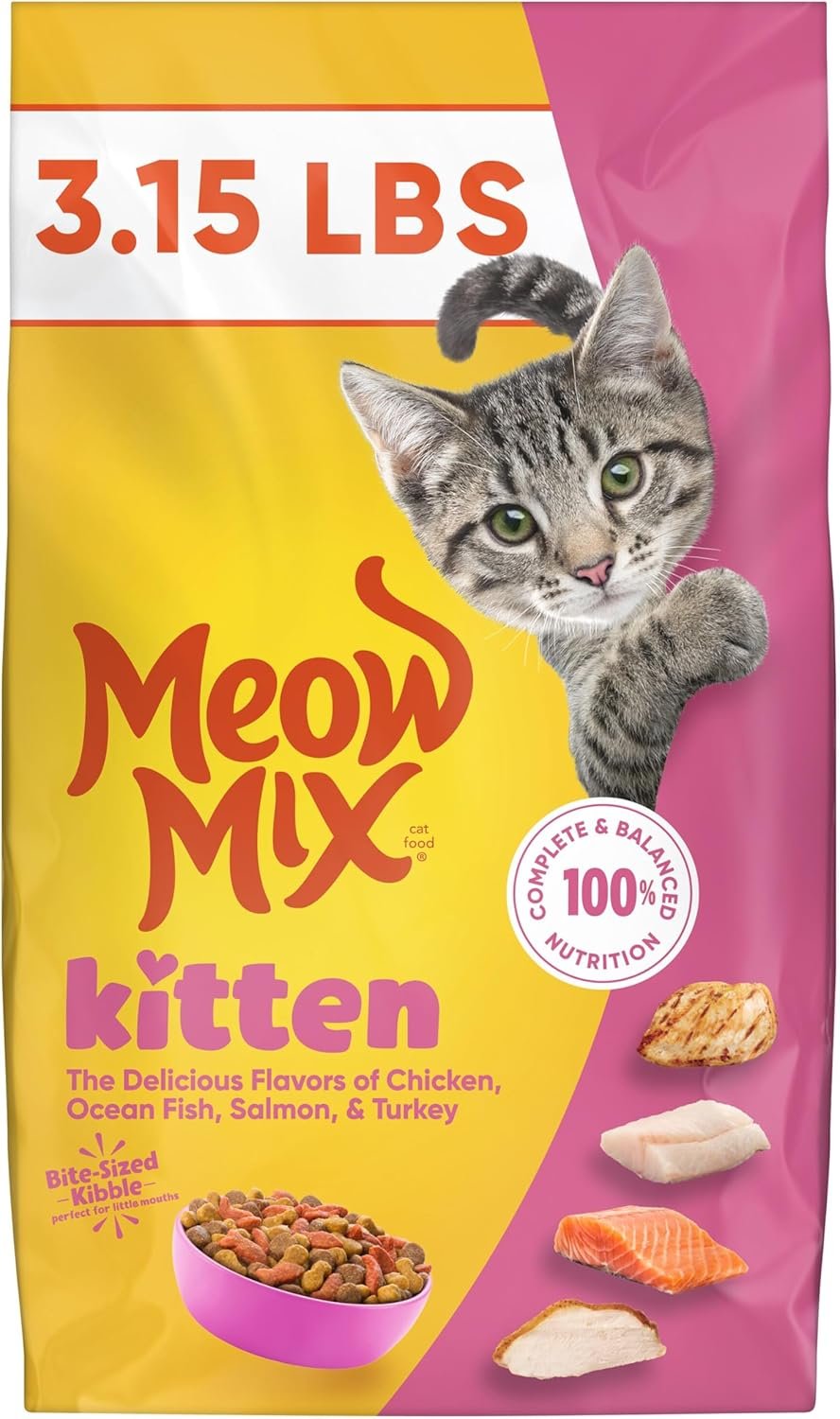 Meow Mix Kitten Li’l Nibbles Dry Cat Food for Kittens, 3.15 lb. Bag