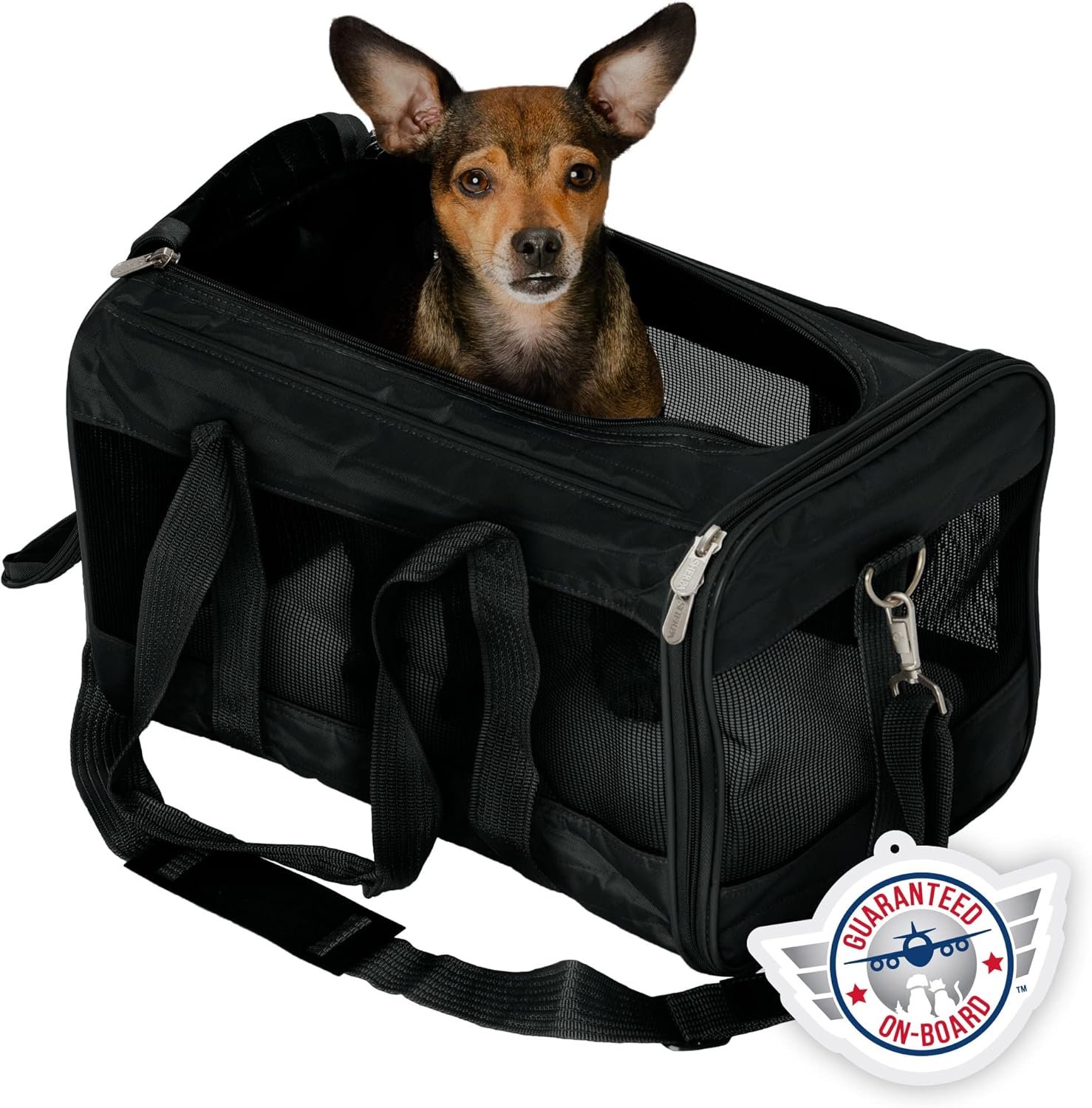 Sherpa Original Deluxe Travel Pet Carrier, Airline Approved & Guaranteed On Board – Black, Medium