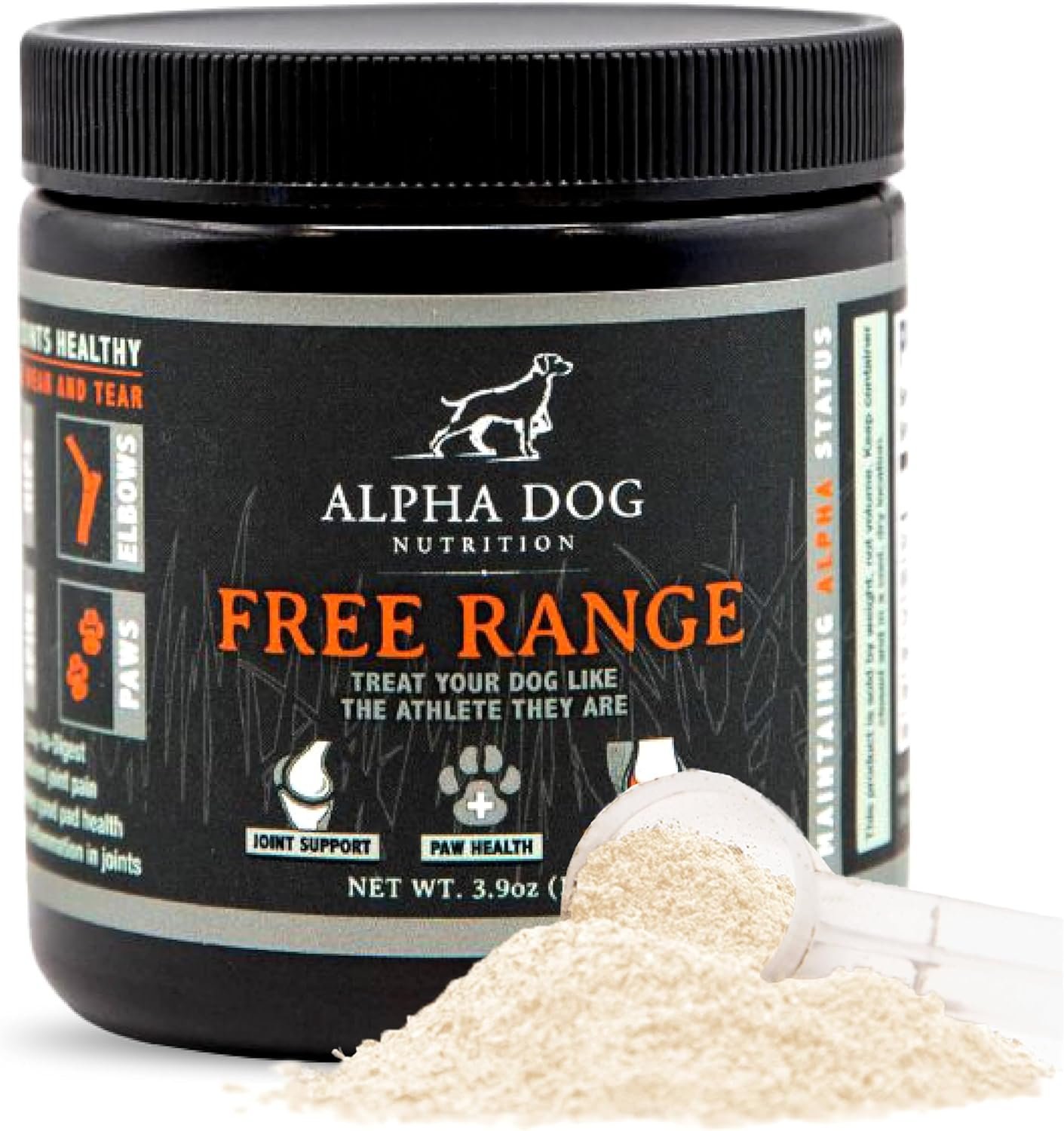 Free Range Joint Health Enhancer Supplement Powder for Dogs by Alpha Dog Nutrition – Premium Dog Arthritis Vitamins to Care for Joints – Contains Glucosamine, Chondroitin, MSM, Vitamin E, & More
