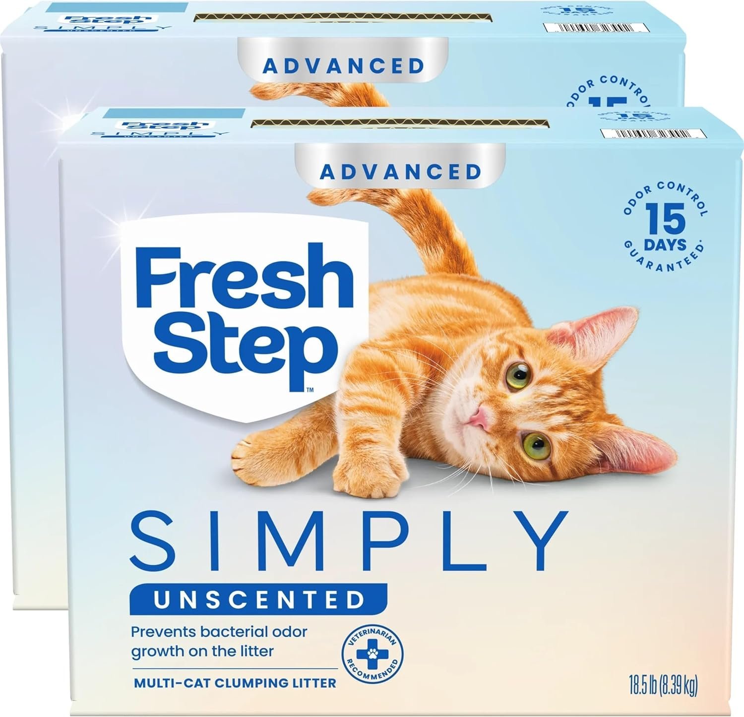 Fresh Step Clumping Cat Litter, Advanced, Simply Unscented, Extra Large, 37 Pounds total (2 Pack of 18.5lb Boxes) (Package May Vary)