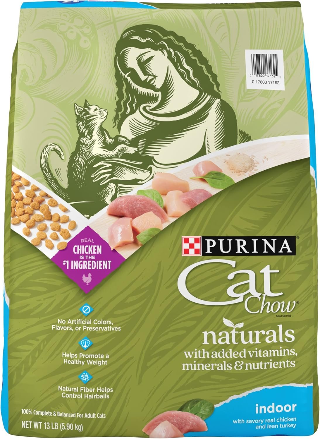 Purina Cat Chow Hairball, Healthy Weight, Indoor, Natural Dry Cat Food, Naturals Indoor – 13 lb. Bag