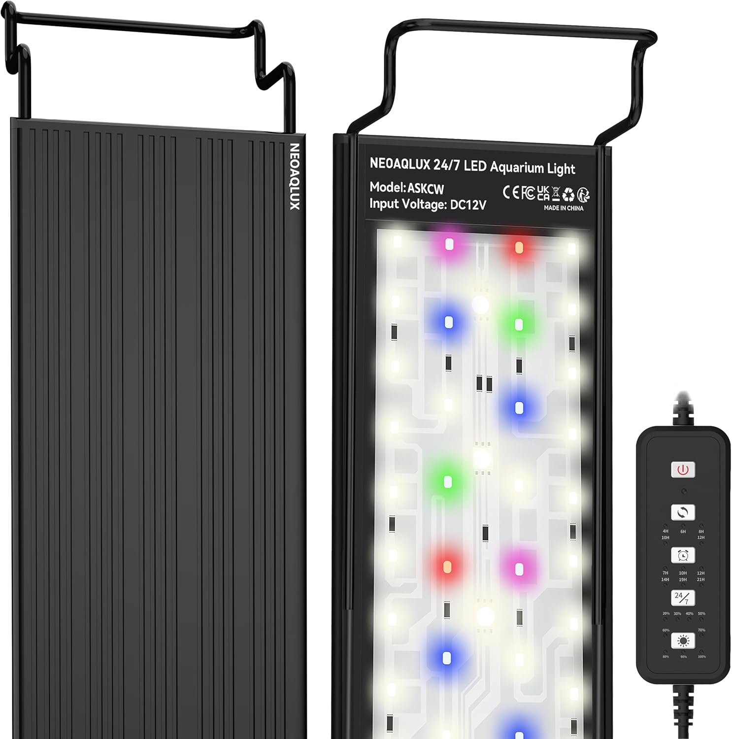 24/7 LED Aquarium Light for 18-24 Inch Plant & Fish Tank IP68, 12-Color & Gradient & Full Spectrum with Sunrise-Daylight-Moonlight, Auto On/Off, Brightness, Extendable Brackets for Freshwater