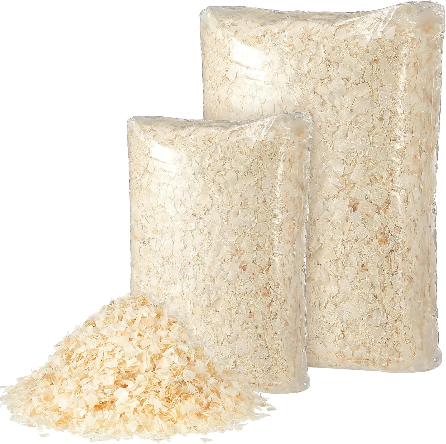 Woanger 2lb Chicken Coop Bedding White Poplar Wood Flakes Big Fresh Shavings Bedding Ultra Absorbent Low Moisture Shavings for Keep Coop Dry Clean and Tidy