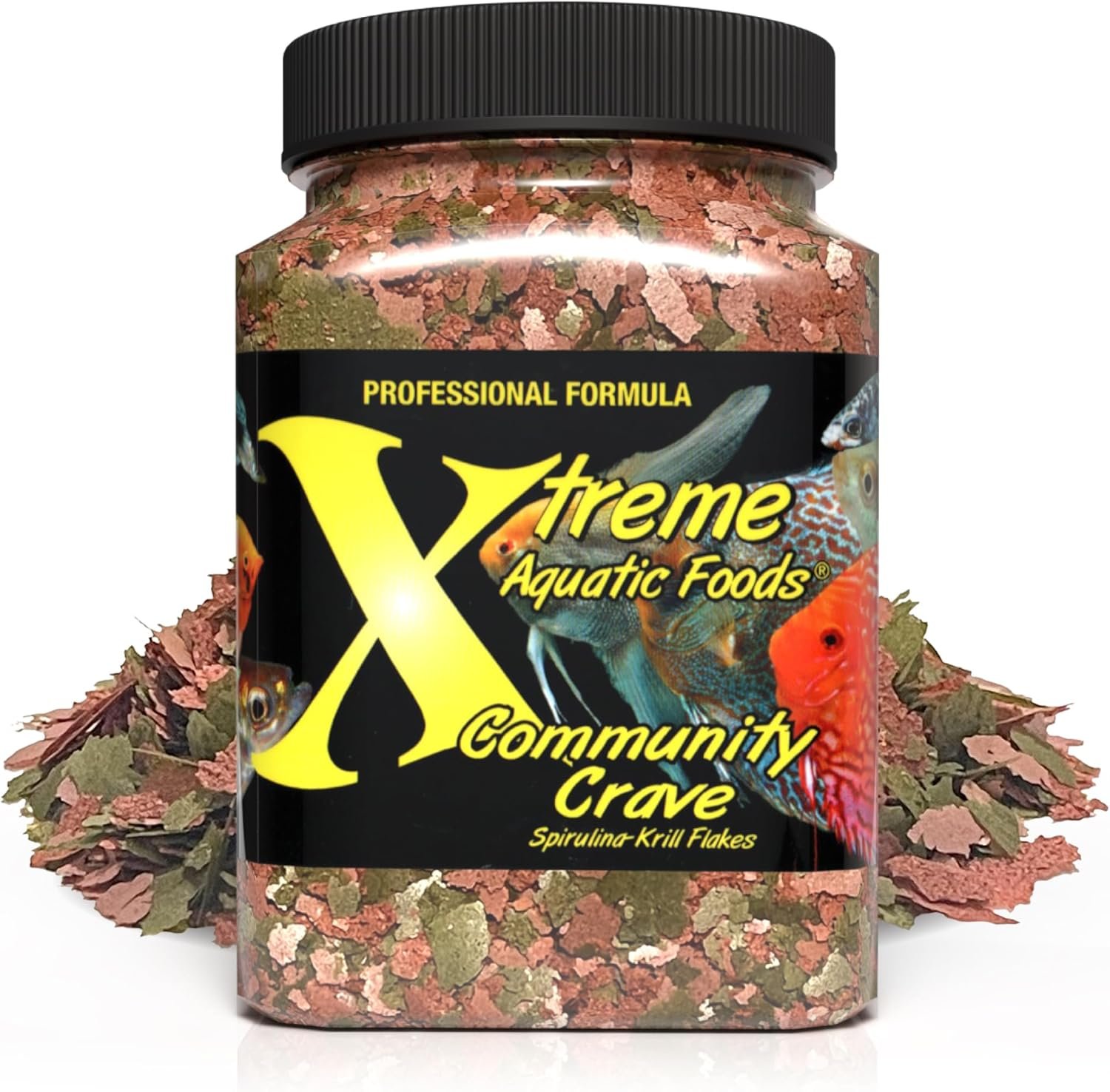 Xtreme Community Crave Flake – Krill & Spirulina Blend for Vibrant Colors, Immune Support and Digestive Health, Tropical & Freshwater Fish Nutrition – Premium Community Aquarium Food (3.5oz)
