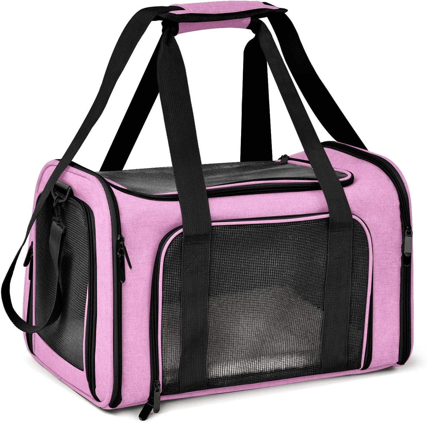 Henkelion Pet Carrier for Small Medium Cats Dogs Puppies up to 15 Lbs, TSA Airline Approved, Soft Sided, Collapsible Travel – Pink