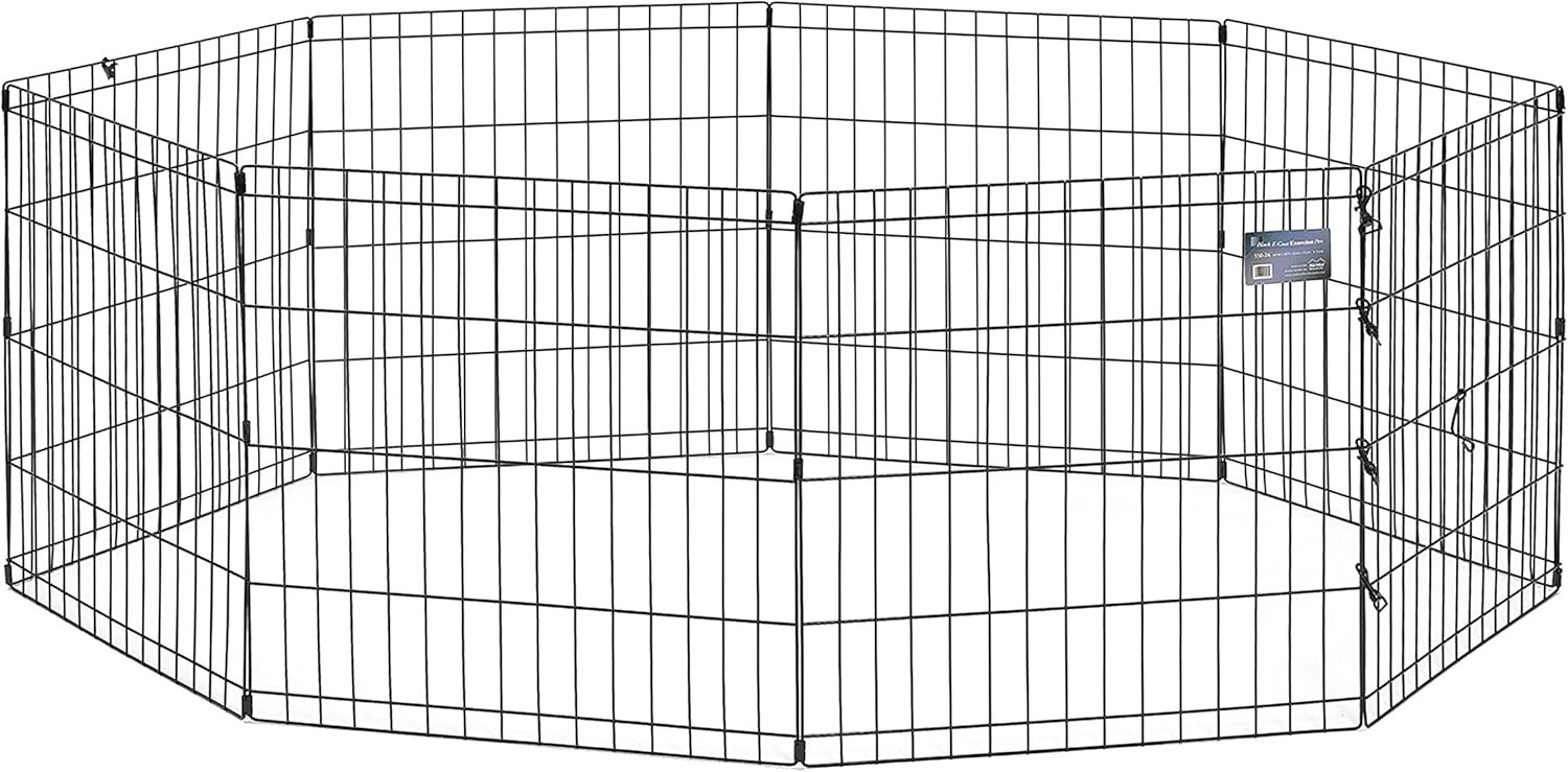 MidWest Homes for Pets 24-Inch Exercise Pen, for Indoor and Outdoor use, 16 Sq Feet of Play, Folding Dog Pen, No Door Design for Maximum Security, Easy to Set Up, Foldable Dog Playpen
