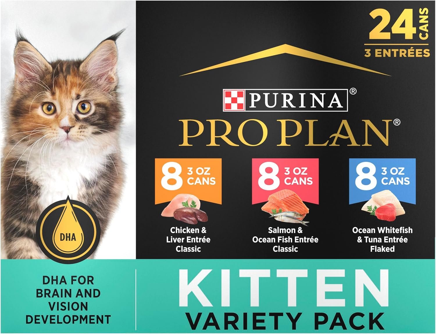 Purina Pro Plan High Protein Wet Kitten Food Variety Pack, DEVELOPMENT Kitten Favorites – (Pack of 24) 3 oz. Cans