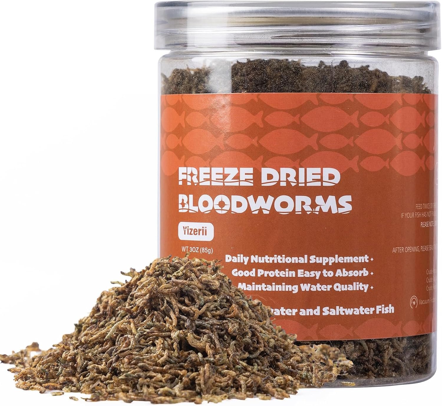 Freeze Dried Bloodworms Fish Food – High Protein Aquatic Food for Goldfish Betta Cichlids Guppies,Tropical & Saltwater Aquarium (30Z)