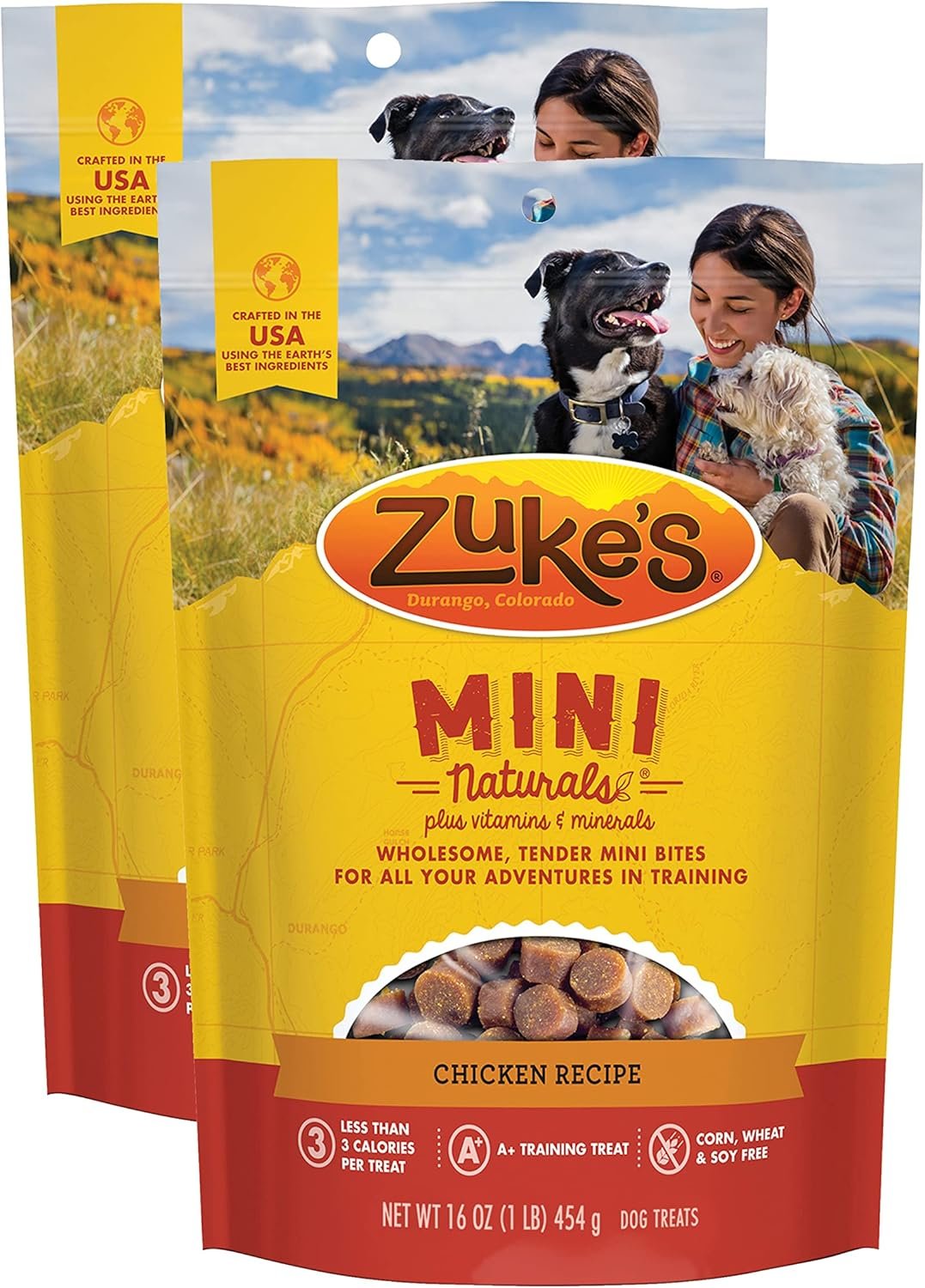Zuke’s Mini Naturals Dog Training Treats, Soft Mini Dog Treats with Vitamins & Minerals, Made for All Breed Sizes Chicken, 16 Ounce (Pack of 2)