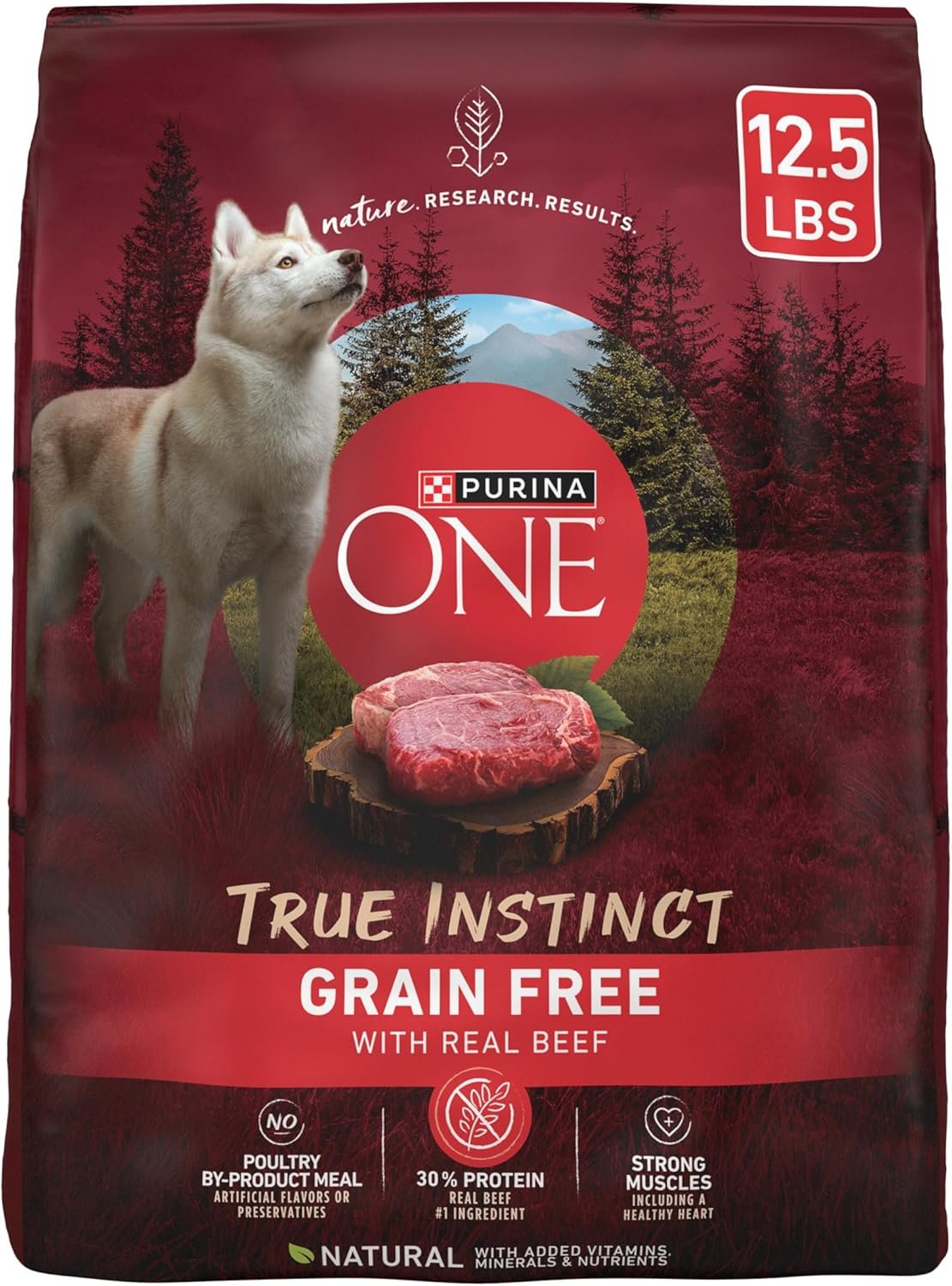 Purina One True Instinct Dry Dog Food, Muscle & Joint Support, Grain-Free Real Beef – 12.5 lb Bag