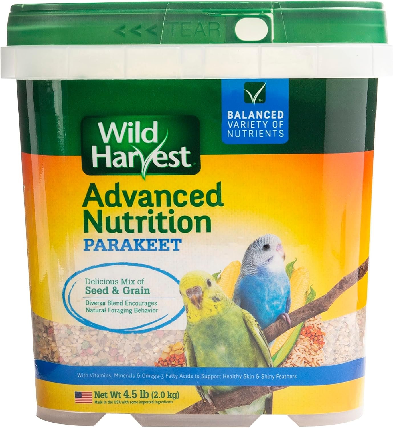 Wild Harvest Advanced Nutrition Diet For Parakeets 4.5 Pounds, Seed And Grain Mix