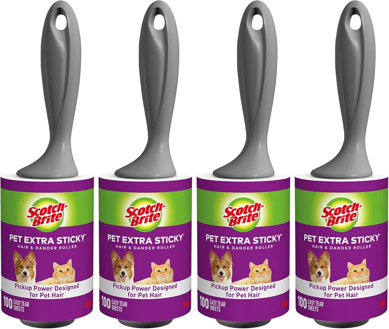 Scotch-Brite Pet Extra Sticky Hair Lint Roller, 4, 400 Sheets