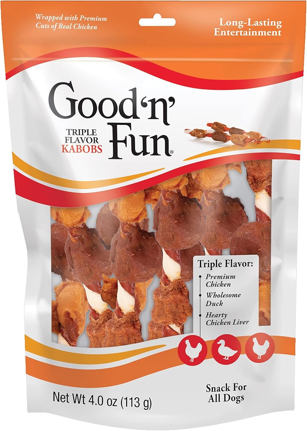Good’N’Fun Triple Flavored Rawhide Kabobs for Dogs