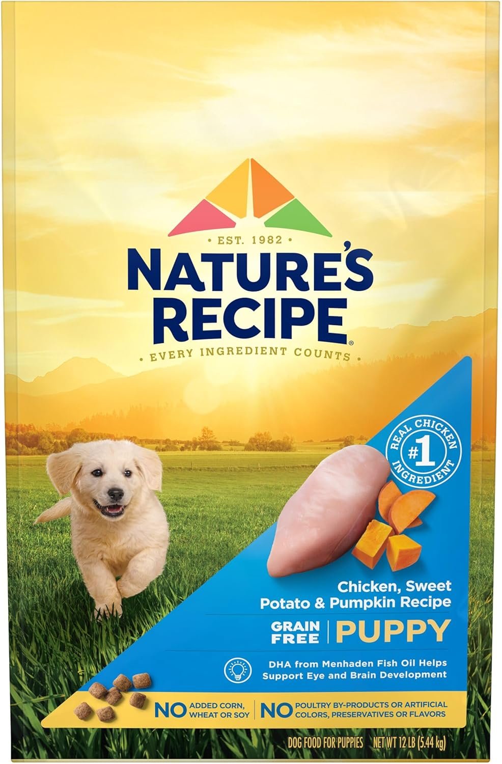 Nature′s Recipe Grain Free Puppy Chicken, Sweet Potato & Pumpkin Recipe Dry Dog Food, 12 lb. Bag