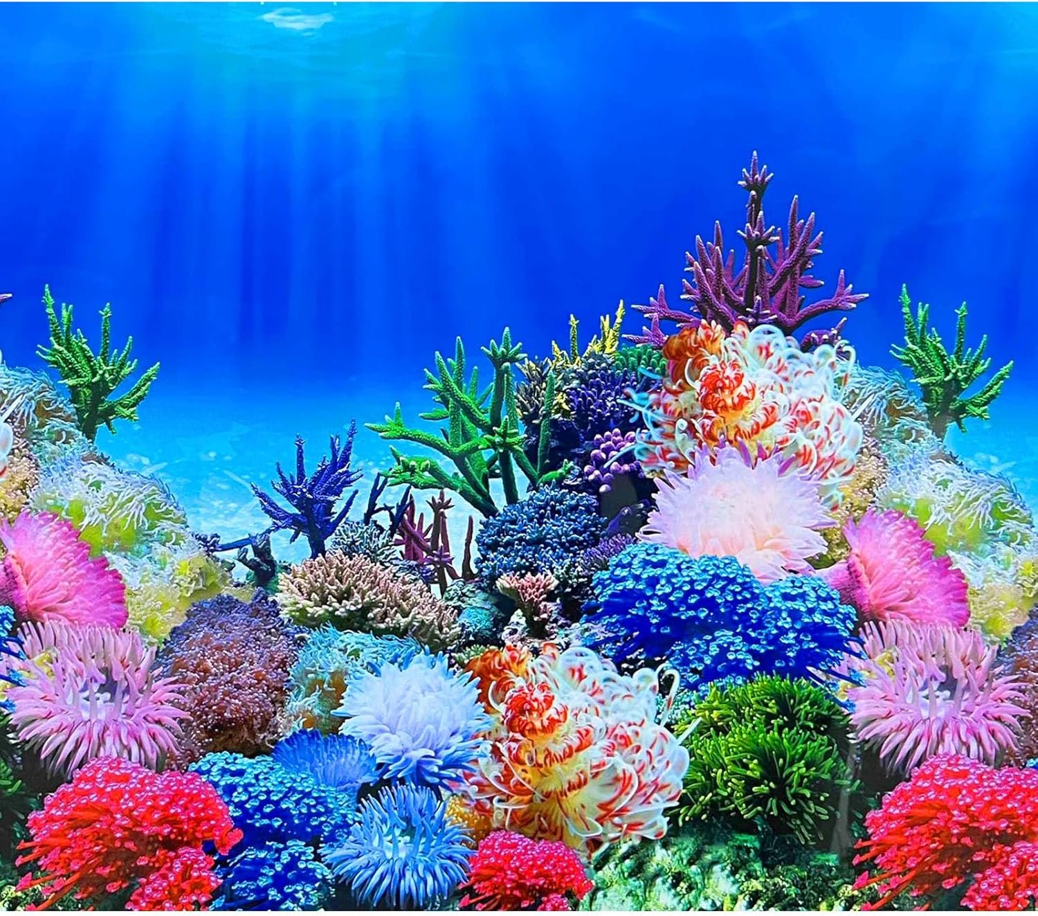 Fish Backgrounds Paper Double Sides Undersea Aquarium Background Poster Colorful Sea Anemone Fish Tank Background Sticker Decorations 12″x 25″