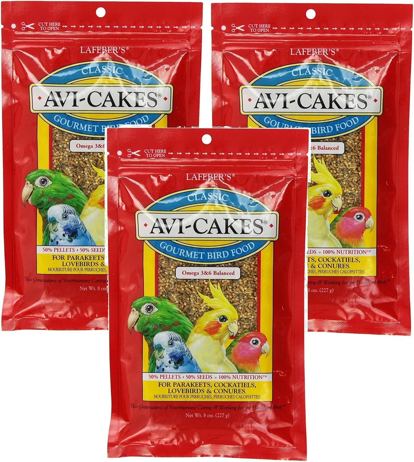 (3 Pack) Lafeber’s Original Flavor Avi-Cakes for Parakeets, Cockatiels & Conures