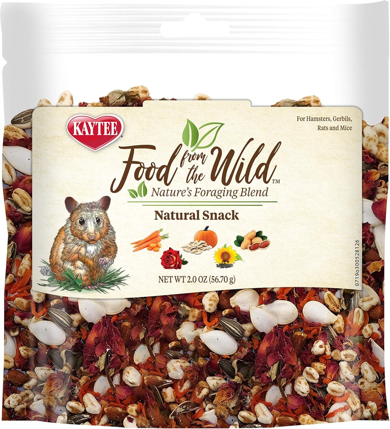 Kaytee Food from The Wild Natural Snack for Pet Hamsters, Gerbils, Rats and Mice, 2 Ounces