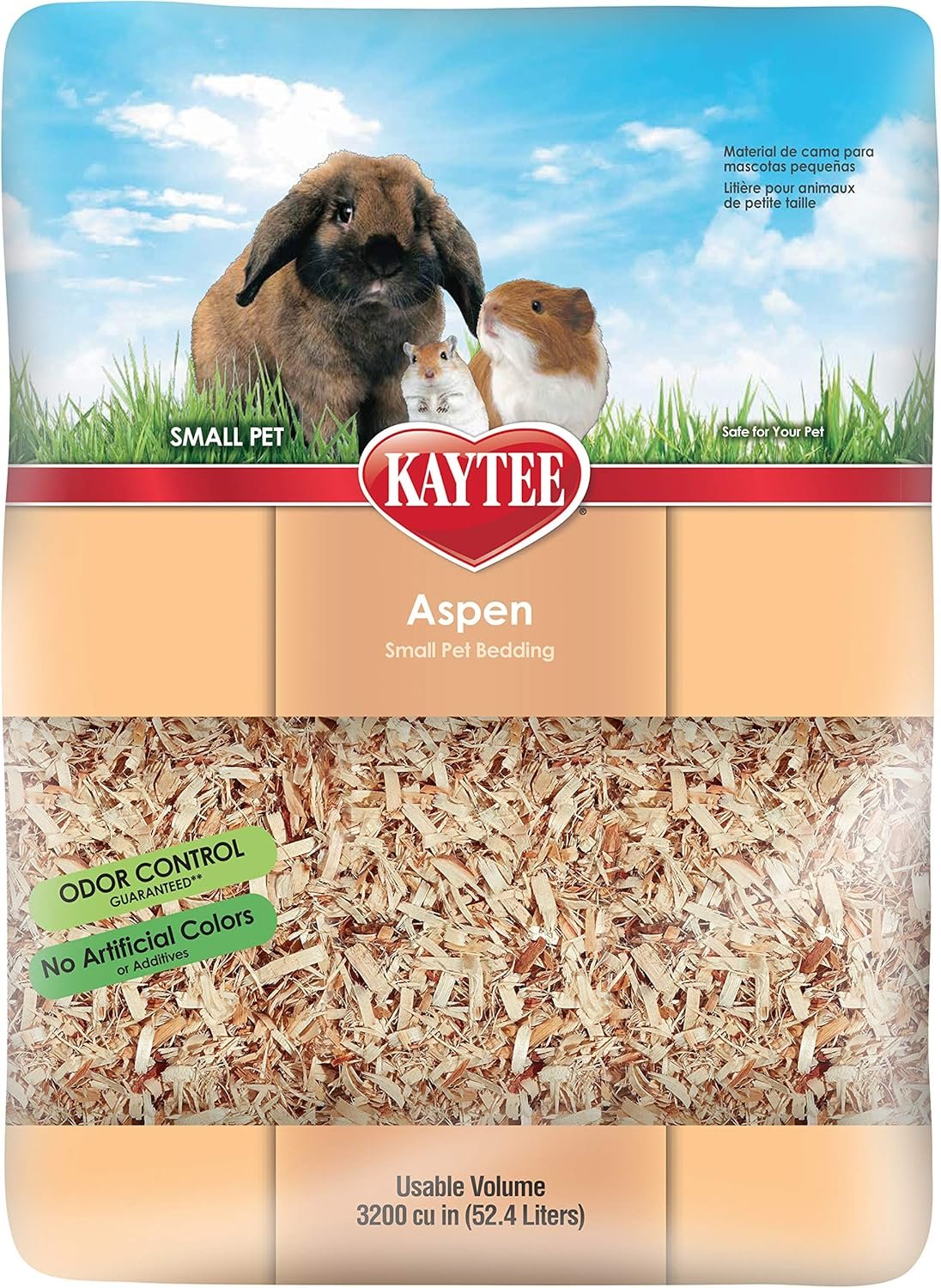 Kaytee Aspen Small Animal Pet Bedding For Pet Guinea Pigs, Rabbits, Hamsters, Gerbils, and Chinchillas, 52.4 Liters