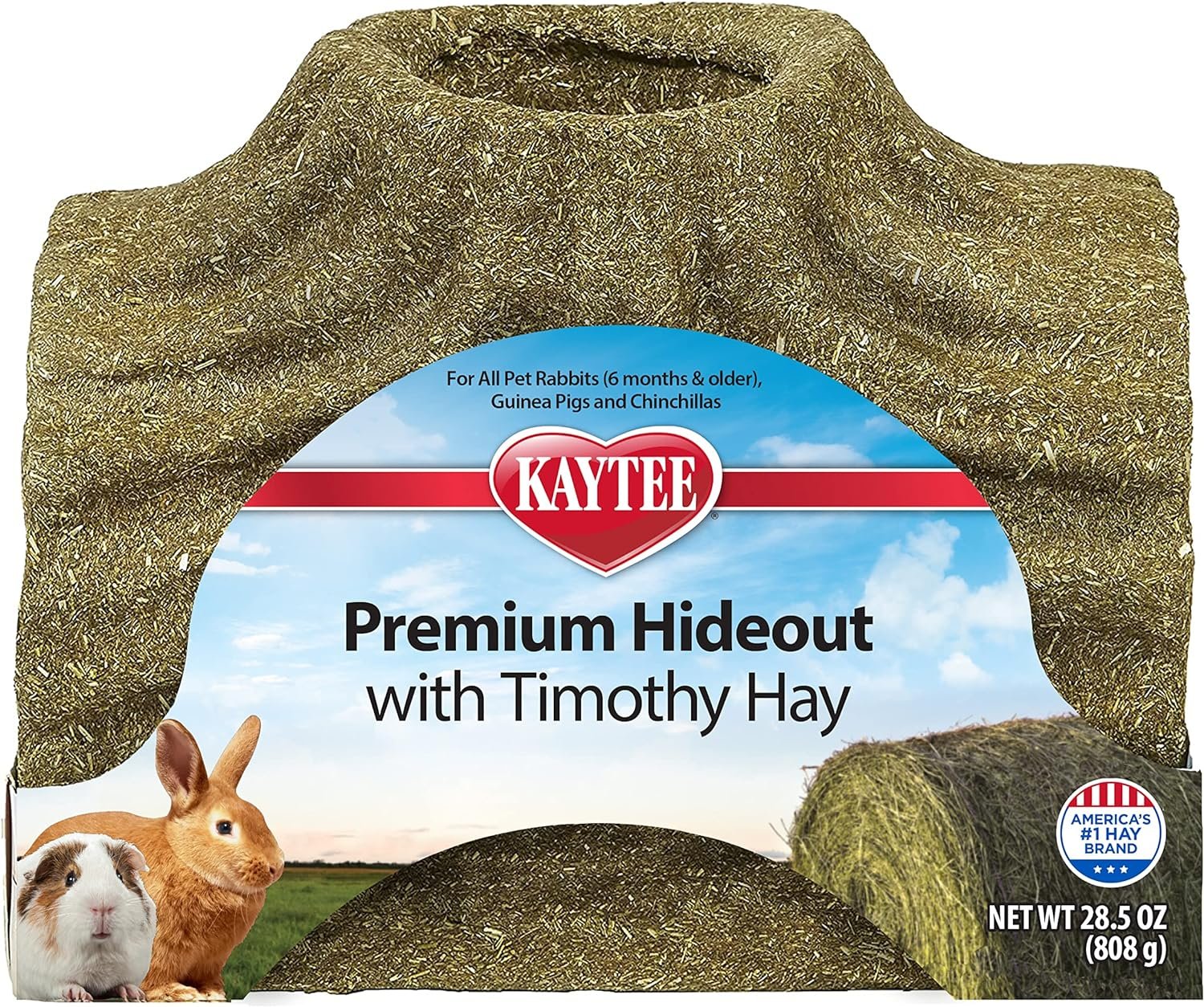 Kaytee Premium Timothy Treat Hideout For Pet Rabbits, Guinea Pigs, and Chinchillas, Large