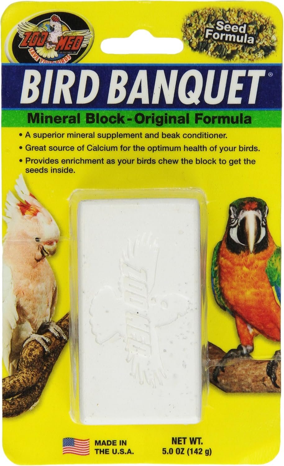 Zoo Med Mineral Block Original Formula Banquet Bird Food, 5-Ounce