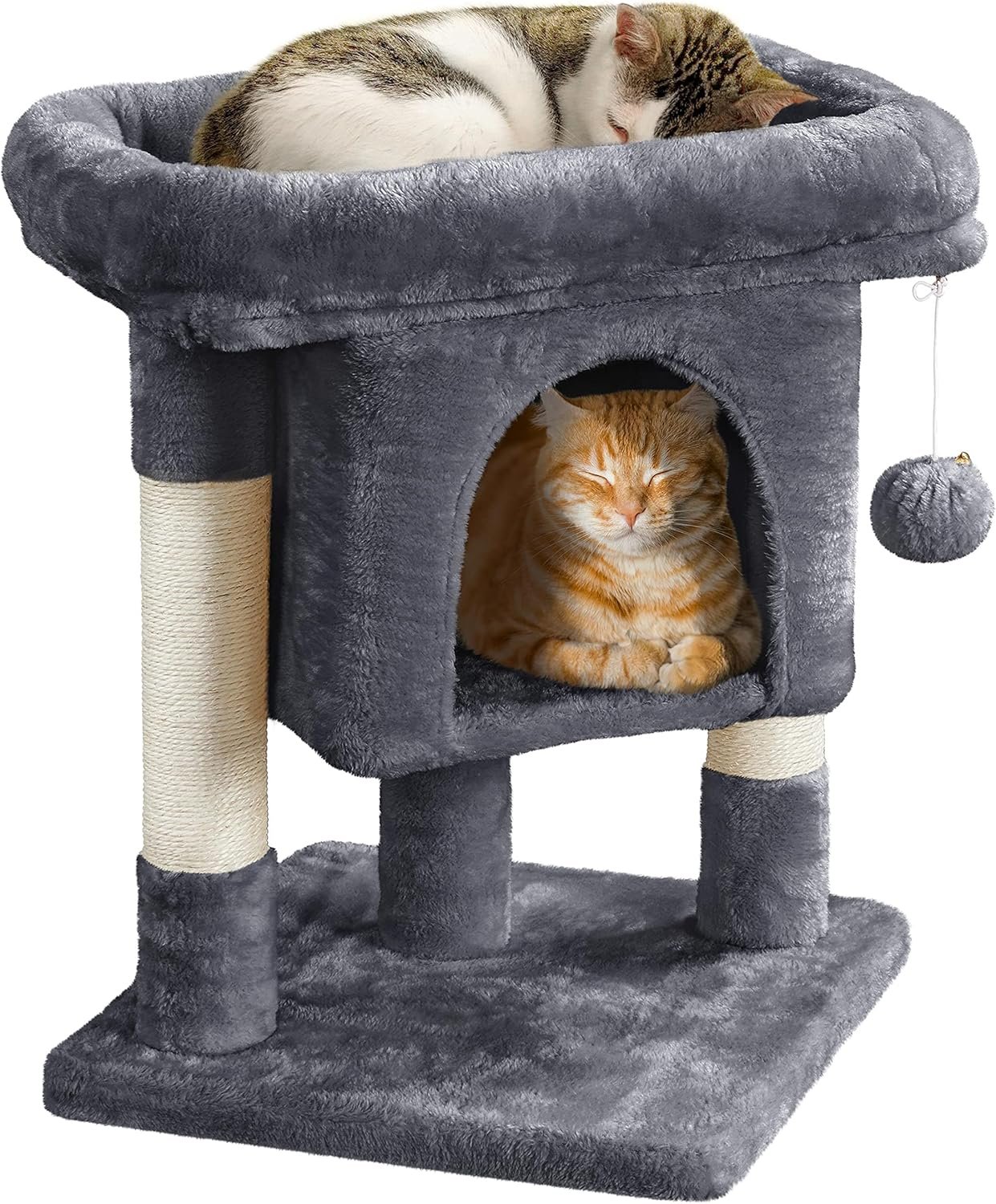 Yaheetech 23.5in Cat Tree Tower, Cat Condo with Sisal-Covered Scratching Posts, Cat House Activity Center Furniture for Kittens, Cats and Pets – Dark Gray