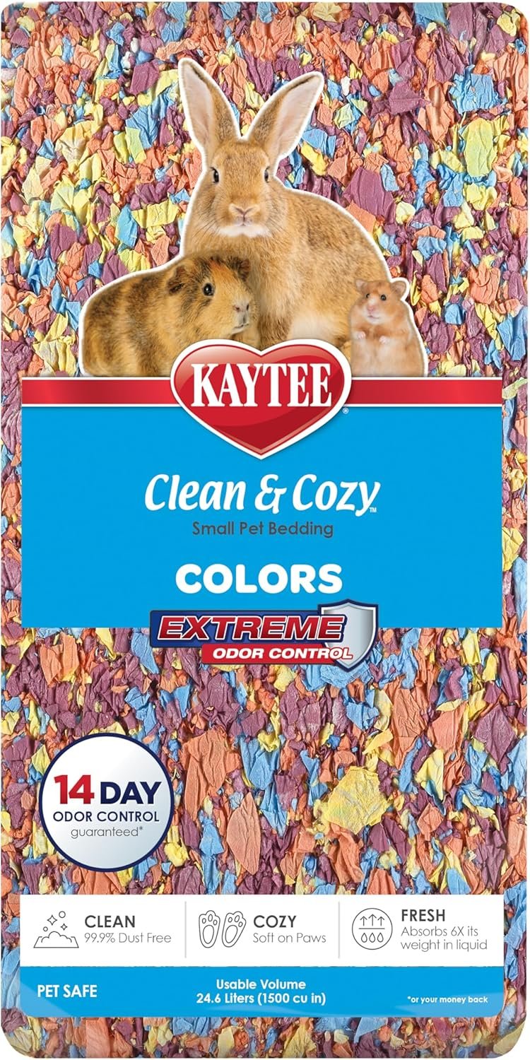 Kaytee Clean & Cozy Colors, Small Animal Bedding with Extreme Odor Control, Kaleidoscope, 24.6 Liters