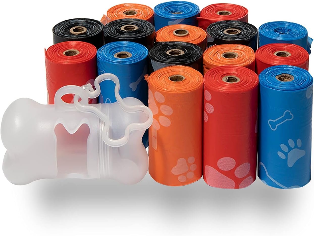 Best Pet Supplies Dog Poop Bags (240 Bags) for Waste Refuse Cleanup, Doggy Roll Replacements for Outdoor Puppy Walking and Travel, Leak Proof and Tear Resistant, Thick Plastic – Assorted Colors