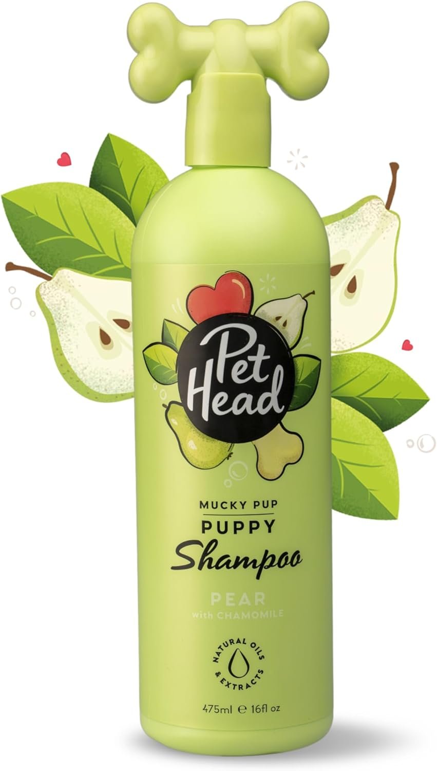 Pet Head Mucky Pup Puppy Shampoo | Pear Scent | Shampoo for Puppies from 8 Weeks | Professional Grooming | Vegan Dog Shampoo | Gentle Formula for Puppies | Made in USA | 16 fl. oz.