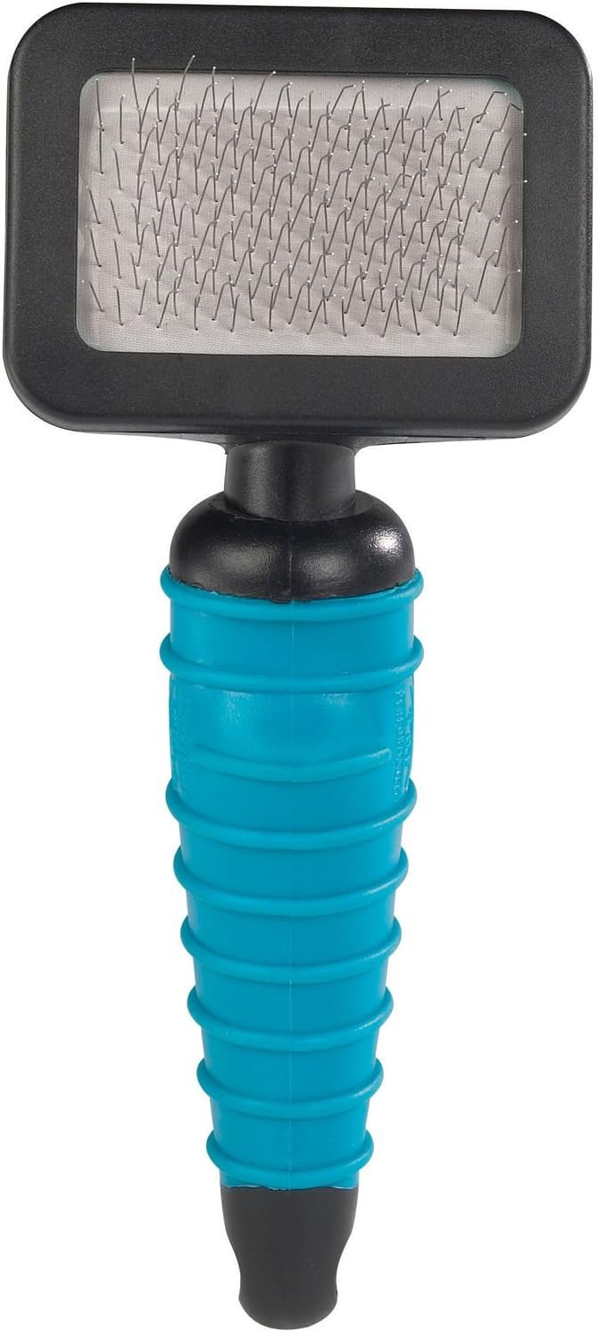 Master Grooming Tools Ergonomic Slicker Brushes — Molded Brushes for Grooming Dogs – Extra Small, 2¾” x 2″, Teal/Black